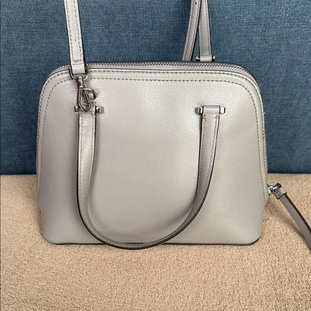 Kate Spade Gray Leather Dome Satchel Crossbody Bag